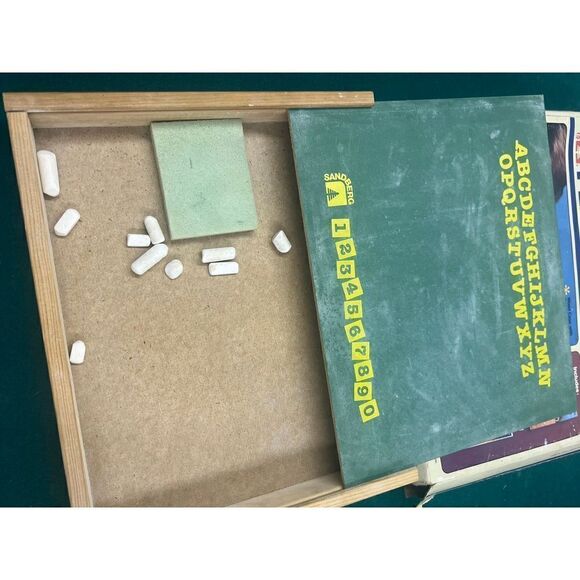 Vintage Child’s Pleasure chest Sandberg Alphabet Number Chalkboard with Storage - Picture 1 of 6